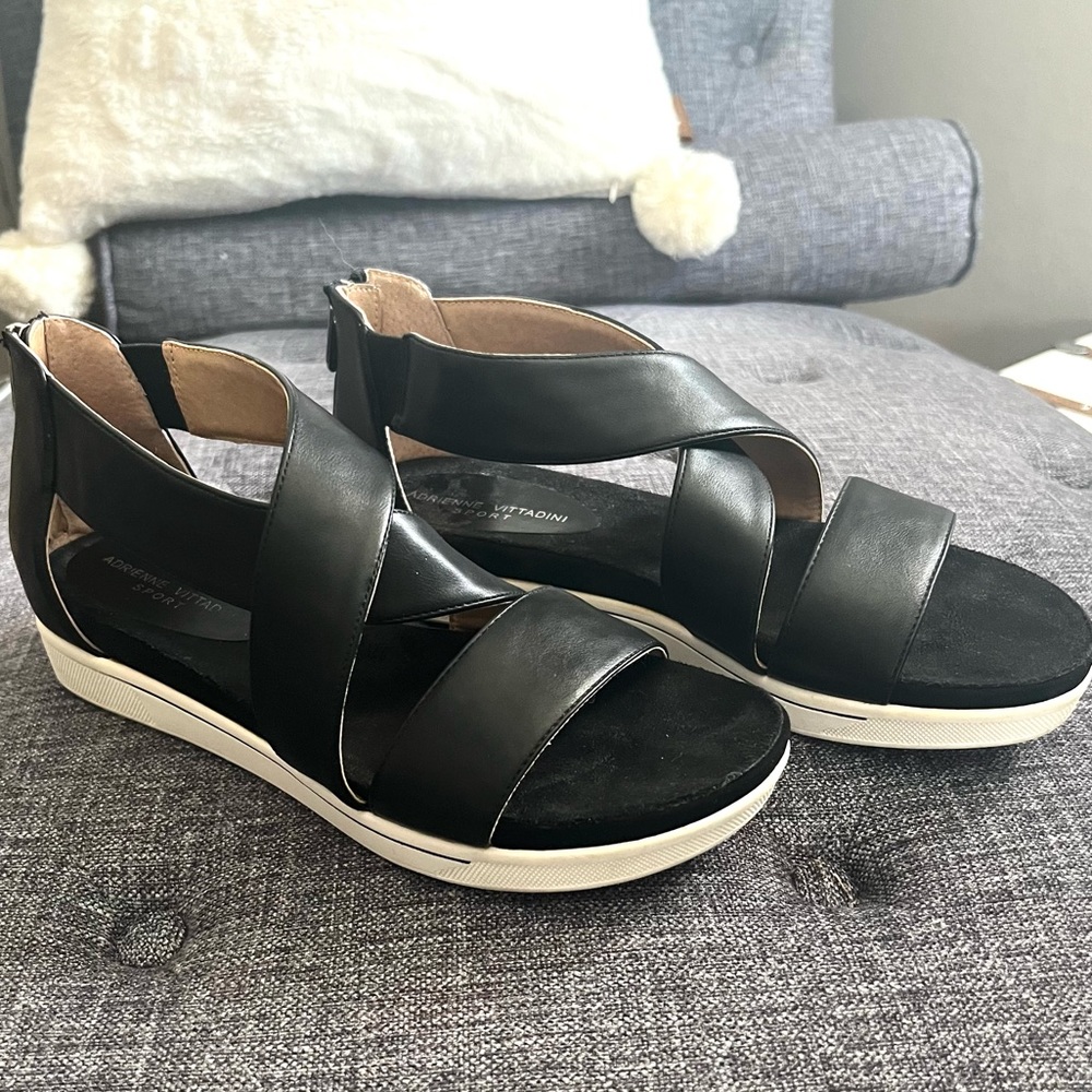 Adrienne Vittadini Sport Sandals, Black, sz 10